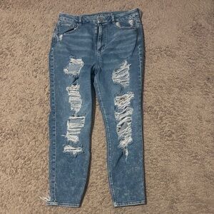 American Eagle Outfitters Distressed Blue Skinny Jeans